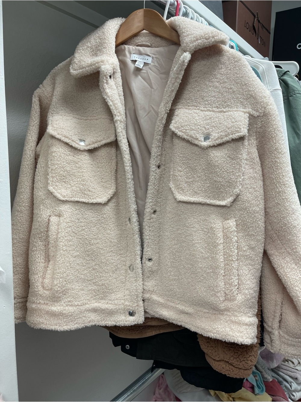 Topshop Cream Teddy Sherpa Jacket